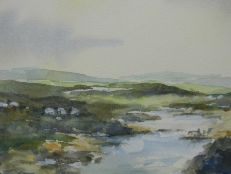 Paul Stafford (b.1957). Moorland Beck, watercolour, signed, plain label verso, 23cm x 20cm.