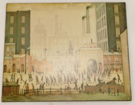 After Lowry. Coming from the Mill, print, 54cm x 66cm, Athena International label verso.