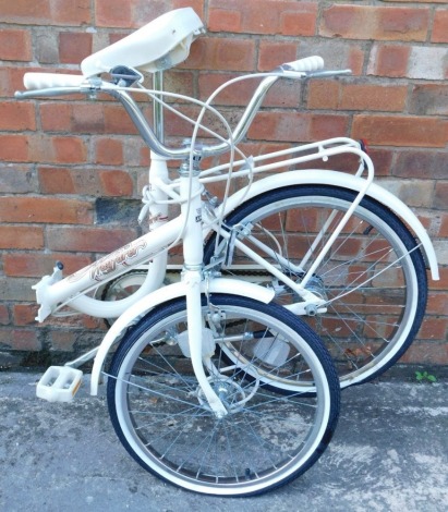 A Raleigh Wayfarer folding bike, 100cm high.