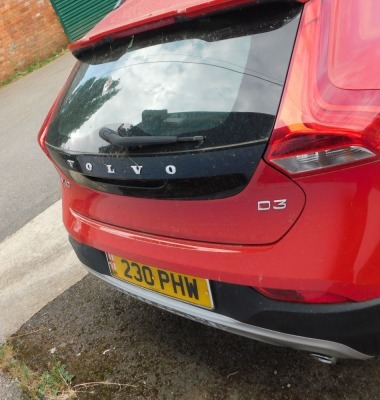 A Volvo V40 hatchback car, registration 230 PHW, first registered March 2016, 1969cc diesel, red, automatic, MOT expired 28th February 2022, last service book stamp, service no. 5, 12th February 2021, 8,828 miles (Marshall Volvo, Grantham), V5 present. To - 4