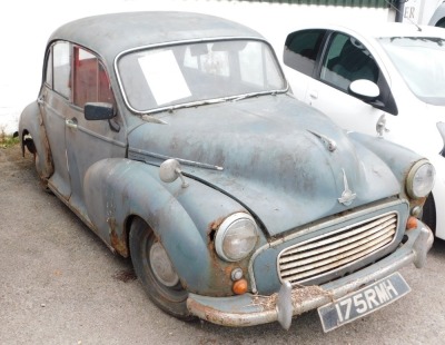 A Morris Minor, registration 175 RMH, petrol, grey, first registered 5th May 1958.
