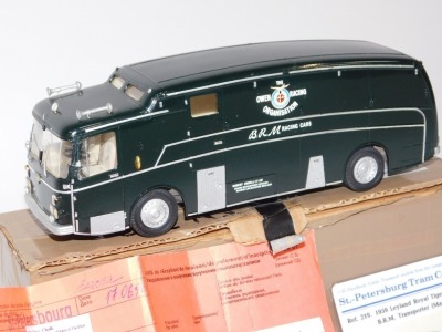 A St.Petersburg Tram Collection, 1:43 scale model of the 1959 Leyland Royal Tiger Worldmaster LRT 3.1 BRM transporter (Marshall Body) with certificate stating it to be the No. 1 built model from the limited edition of 100.