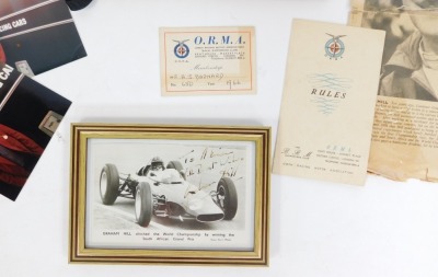 Graham Hill and BRM interest, including a letter from Graham Hill to the Young Master Adrian Barnard in 1963 with the mentioned signed photograph referenced in the letter, both framed, photograph of Master Barnard with the transporter of the day and later - 4