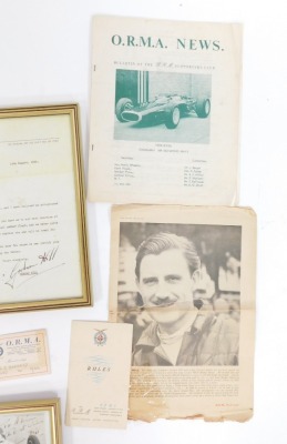 Graham Hill and BRM interest, including a letter from Graham Hill to the Young Master Adrian Barnard in 1963 with the mentioned signed photograph referenced in the letter, both framed, photograph of Master Barnard with the transporter of the day and later - 5