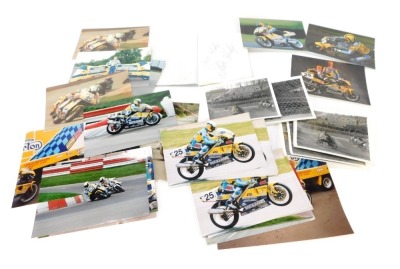 Motorbike racing memorabilia, an autograph book including Steve Hislop, various postcards, etc. (a quantity)