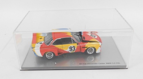 A Kunst am Automobil automobile art BMW Art Car Museum Edition of The Alexandra Calder BMW 3.0 CSL, 1/19 scale, boxed.