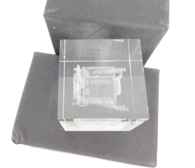 A laser crystal 3D image of a BMW M5 power unit, boxed with certificate. - 2