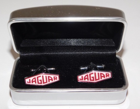 A pair of Jaguar cufflinks by Optoplast Ltd, cased.