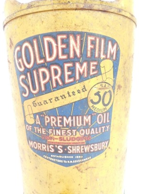 A Golden Film Supreme oil drum, in yellow with tap, 44cm high. - 3