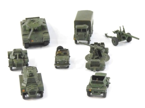 Diecast armoured vehicles, some marked Dinky.