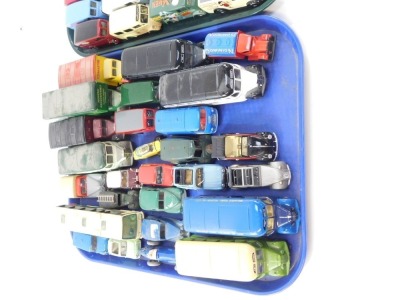 A group of diecast vehicles, play worn, Corgi and others, to include mainly goods wagons, etc. (2 trays) - 2