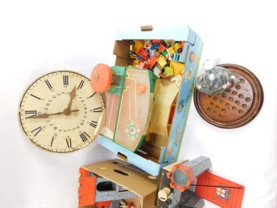 A wooden fort, various wooden games, wall clock, marbles, etc. (2 boxes) - 3