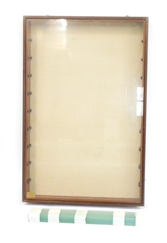 A glazed mahogany display cabinet, glass shelves, 84cm high, 54cm wide, 7cm deep.