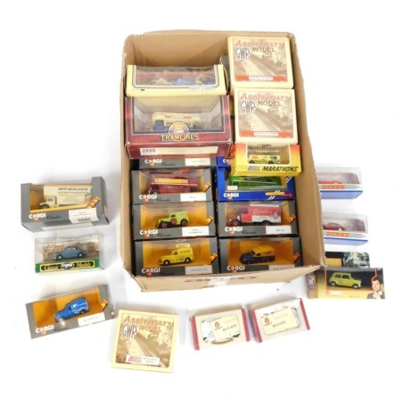 Corgi and other diecast models, GWR Anniversary Models, Corgi Classics, Mr Bean car, Camp Hopson and other vehicles, (1 box)