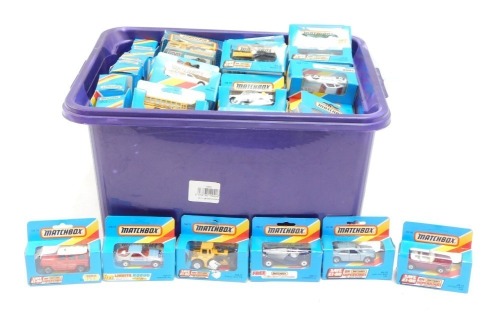 Matchbox diecast vehicles, various to include Volvo, Peugeot, Porsche and others, all boxed. (1 box)