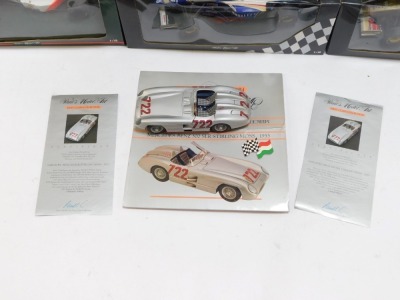 Burago and other model vehicles, 1:18 scale, comprising Mercedes Benz SSKL Caracciola 1931, Citroen 15 CVTA 1938, two Mini Champs 18, Revell metal BMW Isetta 250, Protar Ducati 80 851, Mercedes Benz 300SLR Stirling Moss, Mclaren Collection model, and two - 2