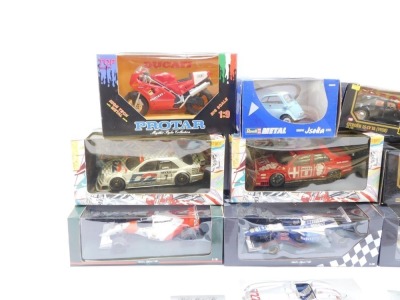 Burago and other model vehicles, 1:18 scale, comprising Mercedes Benz SSKL Caracciola 1931, Citroen 15 CVTA 1938, two Mini Champs 18, Revell metal BMW Isetta 250, Protar Ducati 80 851, Mercedes Benz 300SLR Stirling Moss, Mclaren Collection model, and two - 3