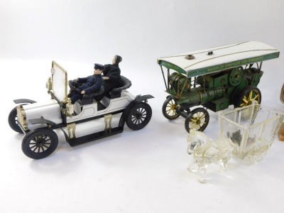 A traction engine, a White Town car, various car ornaments, pen trays and trinkets. (2 trays) - 2