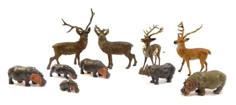 Lead animals, comprising hippos and deer. (1 tray)