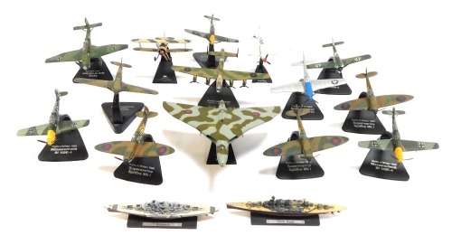 Diecast model aircraft, Messerschmitts, Submarines, Spitfires, etc. (1 tray)