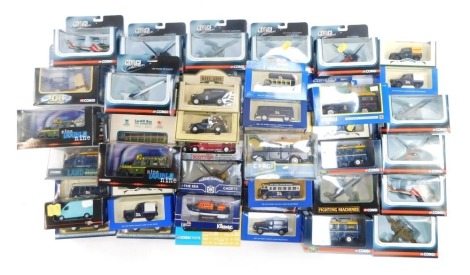 Diecast vehicles, Fighting Machines, Lifeboat, Vanguards, Corgi Collection Aircrafts, etc, boxed. (2 trays)