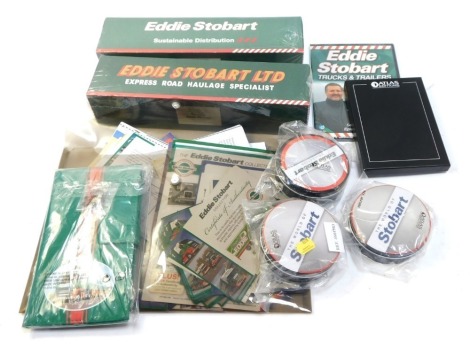 Eddie Stobart diecast vehicles, 1:76 scale, comprising Scania R440 top line drawer bar unit, Calista Madison M344, Scania T Series curtain side Kerry Jane H777, Eddie Stobart collector's tins, Atlas Edition diaries, certificates of authenticity, collector