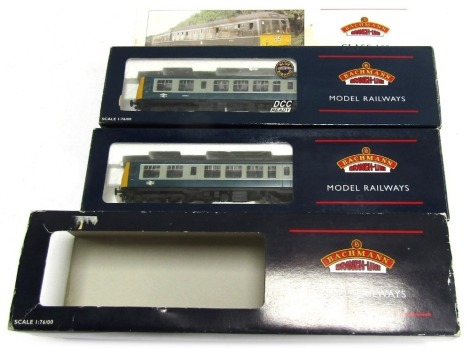 A Bachmann Model Railway OO gauge buffet car set, Class 108 DMU two car BR blue/grey, No 32-902, boxed.