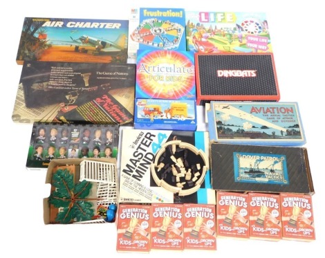 Toys and games, jigsaw puzzles, Mastermind, Dingbats, Aviation, etc. (1 box)