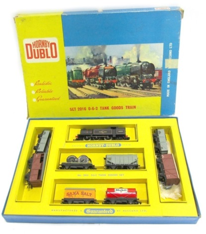 A Hornby Dublo Set 2016 0-6-2 tank goods train.