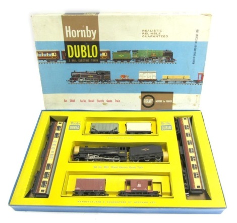 A Hornby Dublo two train electric train set, set no 3022, boxed.