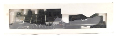 A T F R R play locomotive and tender, boxed.