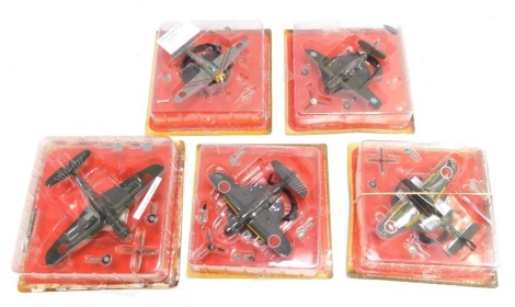 Diecast model Japanese aeroplanes, comprising Nakajima KI-27 Nate aircraft, Grace and others, in blister packs. (5)