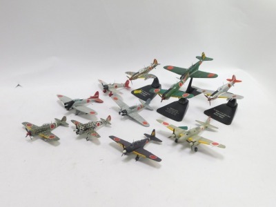 Diecast Japanese aeroplanes, comprising Burma Bridge Busters, Nakima KI84, Battle of Jima 1945, and other unbranded kit built models. (1 tray) - 3