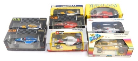 Burago F1 model cars, Grand Prix F1s and other models, all boxed. (8)