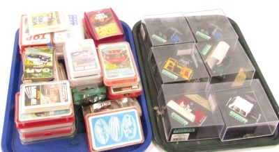 Super Car Top Trumps and Off Road cards, and six Vitesse model cars. (2 trays)