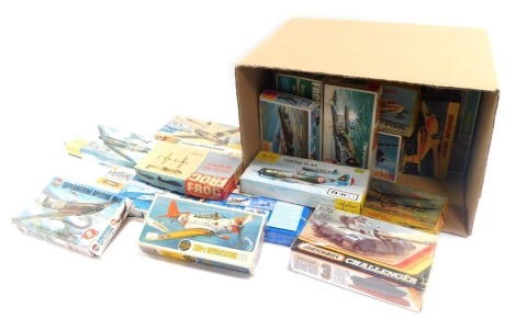 Riko and Airfix model planes, sea planes, frog models, tank, etc. (1 box)