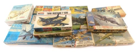 Merritt Monogram Revell and other aircraft kit built sets. (1 box)