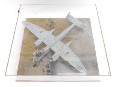 A professionally built Heinkel diorama, 1:32 scale, in Perspex case, 17cm high, 56cm wide, 52cm deep. - 2