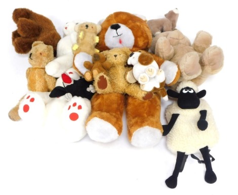 Soft toys, to include a blonde plush jointed Teddy Bear and various others. (1 box)