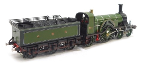 A kit build OO gauge sterling single locomotive and tender, GNR A1, in green livery 4-2-2, 1.