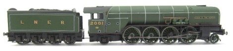 A Hornby OO gauge Cock Of The North locomotive and tender, LNER green livery P2 class, 2-8-2, 2001.