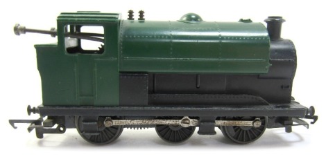 A Tri-ang OO gauge saddle tank locomotive, BR class 2F.