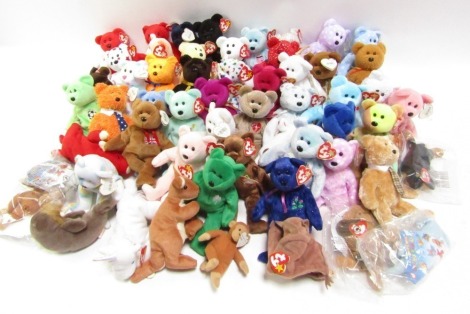 A group of TY Beanie Babies, mainly collector's bears, some animals, etc. (1 bag)