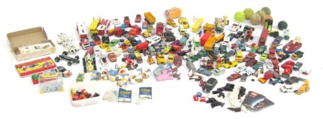 Assorted toys and games, collectors coins, play worn die cast vehicles, Tetley Tea figures, etc. (a quantity)