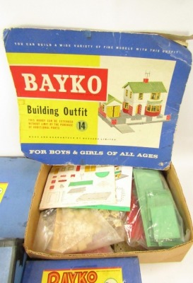 Bayko building sets, comprising converting set two times, the building set for Plumpton Engineering Company Ltd, Liverpool, converting set three times and a Bayko building set outfit 14, all partially boxed. (4) - 2