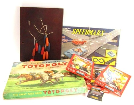 Various toys, comprising Totopoly, skittles, three Masters of The Universe puzzles, a Speed Mark Auto racing set and a N gauge Graham Farish wagon miniature, boxed. (a quantity)