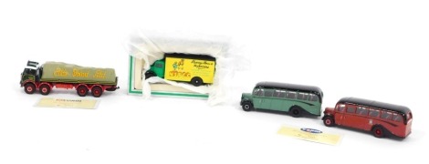 Three Corgi Classics diecast vehicles, comprising Atkinson eight wheel rigid with load Eddie Stobart, boxed, The Bedford Van, one Bedford O series van NSPCC and The Bedford Obees from Corkills To Casteel, boxed. (3)