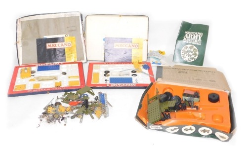 Various cased Meccano sets, comprising The Meccano Army Multikit, Meccano Set One, Two and Three, boxed. (4)