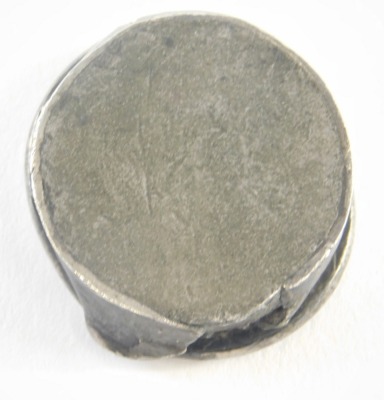 A 17thC Lincoln lead seal, of oval form, centred with shield and marked CIAITAS TIMCOTMIVE, dated 1650 on the reverse seal, silvered, 4cm x 3cm. - 2