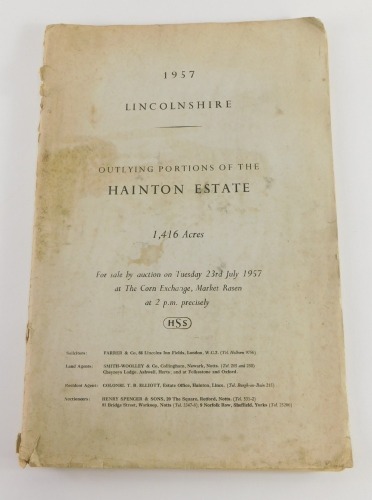 A 1957 Henry Spencer's sale catalogue, Outlying Portions of The Hainton Estate, sold Tuesday 23rd July 1957.